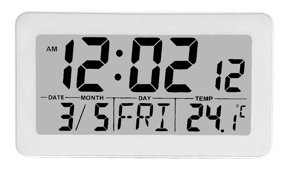 Budzik Elektroniczny Biały Termometr Sieciowy Perfect Podświetlenie 18x11x4cm Data Drzemka