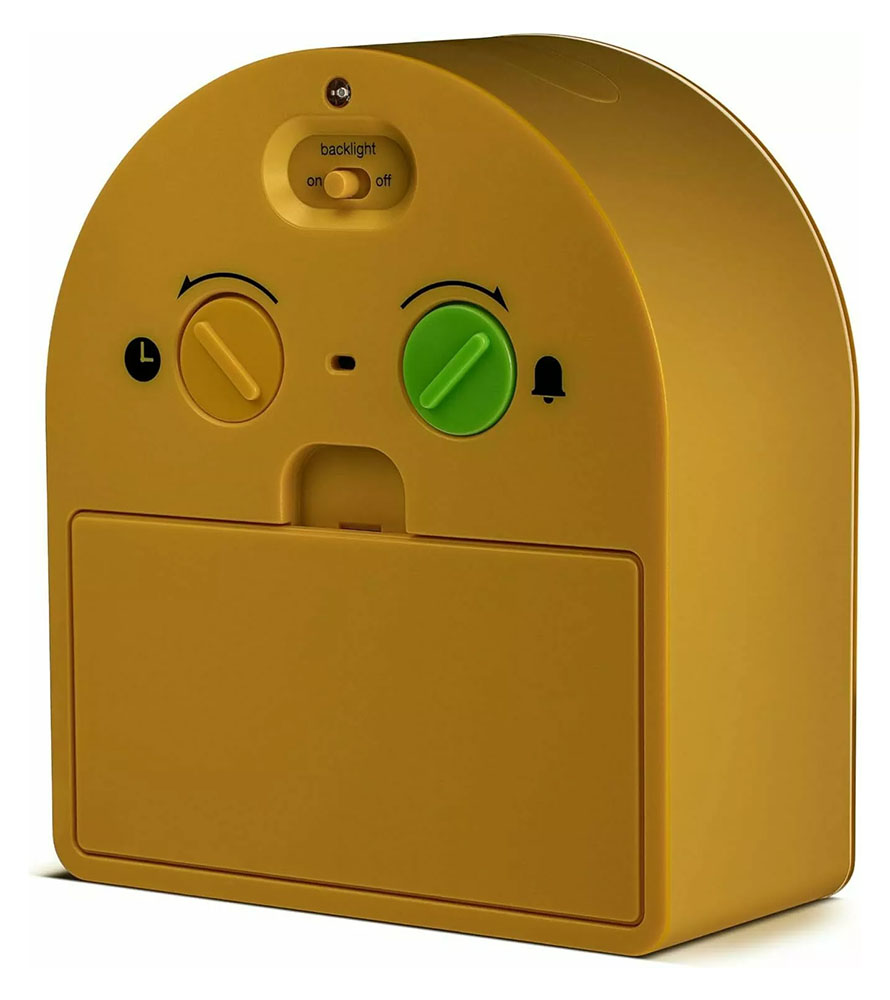 Budzik Wskazówkowy Żółty Braun 7x8x4cm Na Baterie Podświetlenie Drzemka