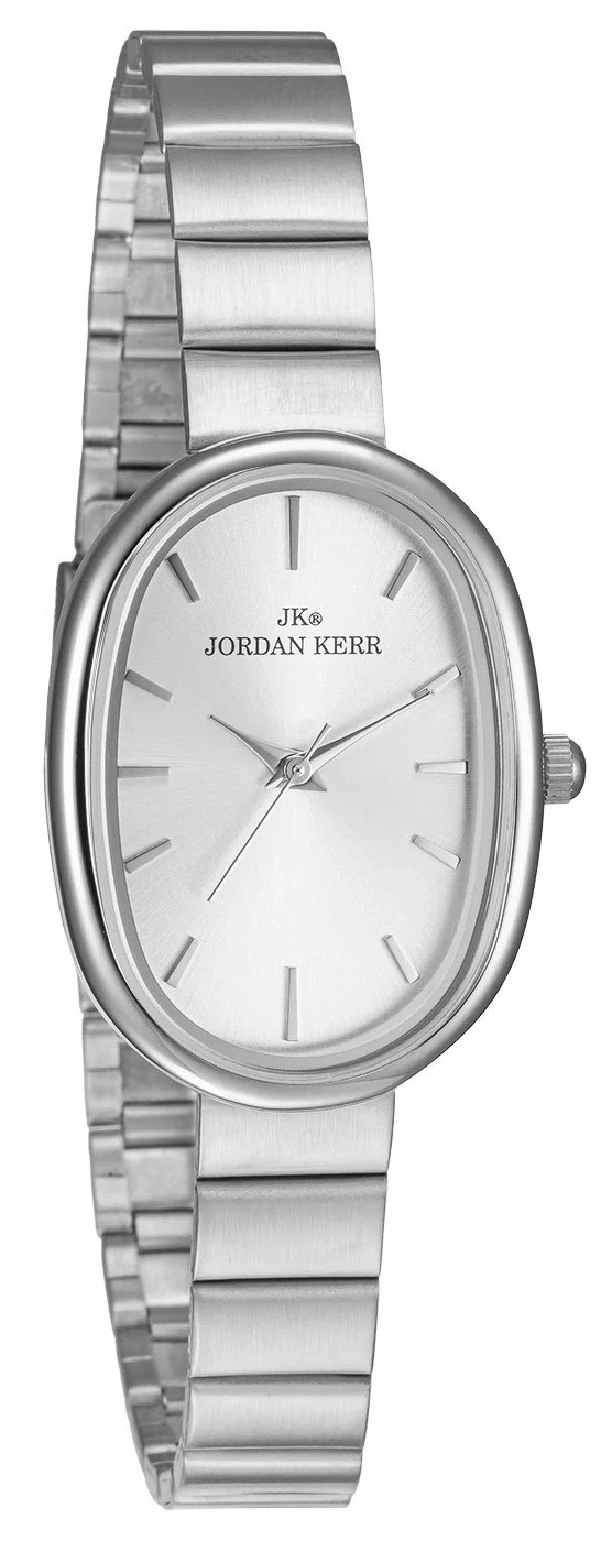 Zegarek damski Jordan Kerr na srebrnej bransolecie z ogniw — koperta srebrna, tarcza srebrna